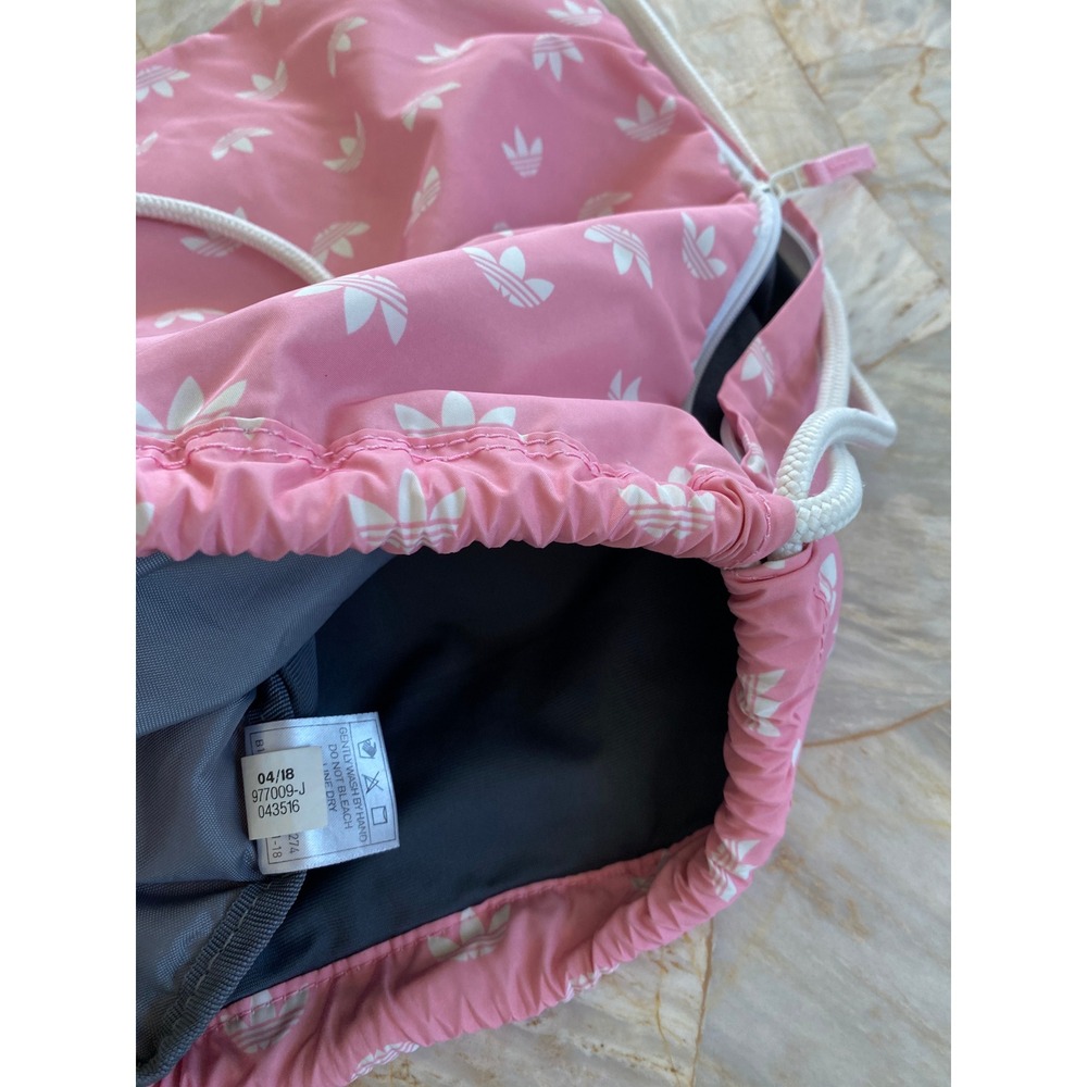 Adidas Originals Pink Trefoil Monogram Drawstring Cinch Backpack Bag B172 043516 - Picture 8 of 11